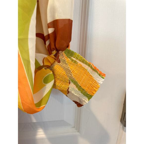 Unique Vintage Flying Tomato Abstact 1970s Flowy Dress Orange Sz Sm #36 - Picture 4 of 5